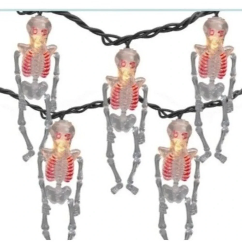 5 Clear Plastic‎ Articulated Skeleton Light Covers Red Eyes Halloween DIY Decor